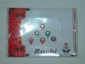 Pack of 6 flower shaped bindis in assorted colors. Each bindi has work using clear and colored stone.