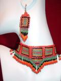 Tell me more about Exotic handmade bead choker with earrings (NS15001)