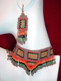 Exotic handmade bead choker with earrings (NS15001)