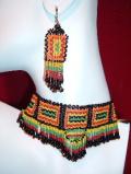 Exotic handmade bead choker with earrings (NS15001)