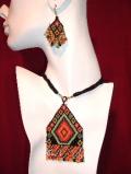 Trendy handmade bead pendant necklace with earrings (NS22001)