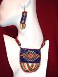 Trendy handmade bead pendant necklace with earrings (NS24001)