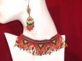 Geometric handmade bead choker with earrings (NS26001)