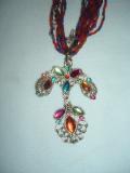 Beaded necklace & earrings set w/ colored Kundan (FJSJ0100005)