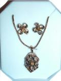 Gold finish necklace set with colored stones (FJSJ0110003)