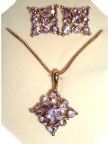Gold finish necklace set with colored stones (FJSJ0110007)