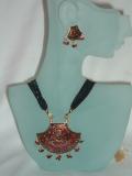 Rajasthani red & black minakari necklace & earrings set (MA003)