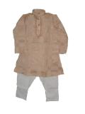 Light brown cotton kurta pajama /w embroidery for boys (KP21001)