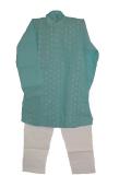 Chikan work kurta pajama in blue for kids (KP26502)