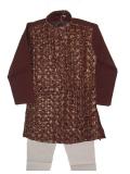 Tell me more about Brown kurta pajama for kids /w embroidery (KP29507)