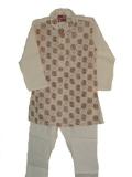 Tell me more about Cream cotton kurta pajama with heavy embroiedery (KP30001)