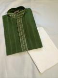 Tell me more about Olive Green Striped Cotton Kurta Pajama for Boys (KP35009)