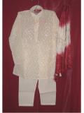 Cream kurta pajama with embroidery (KP41001)