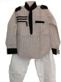 Kids Pathan Suit with Grey/Black Kurta & White Pajama