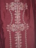 Maroon silk kurta pajama with embroidery (KP46506)