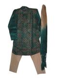 Embroidered blue silk kurta pajama for boys (KP75004)