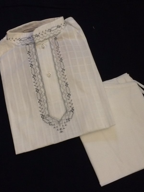 Readymade White Cotton Embroidered Kurta Pajama For Boys Readymade White Cotton Embroidered Kurta Pajama For Boys