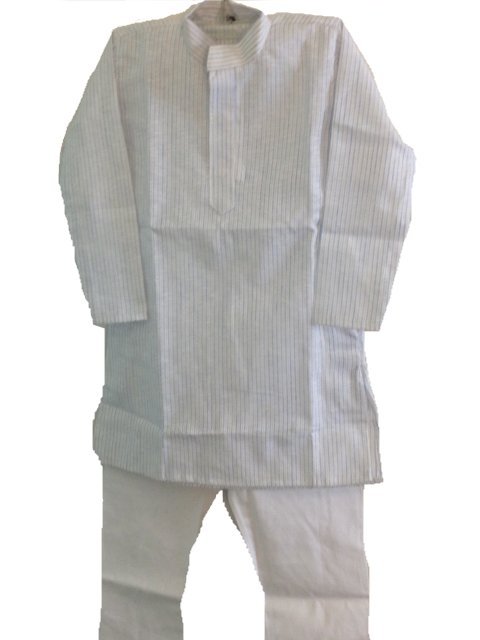 Cotton White & Blue Striped Readymade Kids Kurta Pajama Set Cotton White & Blue Striped Readymade Kids Kurta Pajama Set