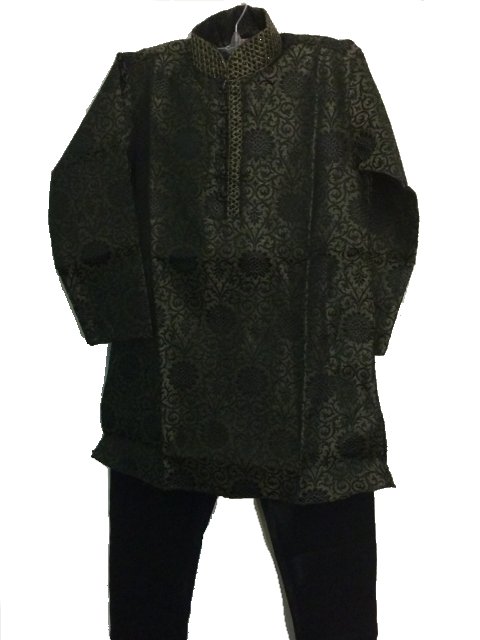 Self Design Stone Work Black & Grey Kids Kurta Pajama Self Design Stone Work Black & Grey Kids Kurta Pajama