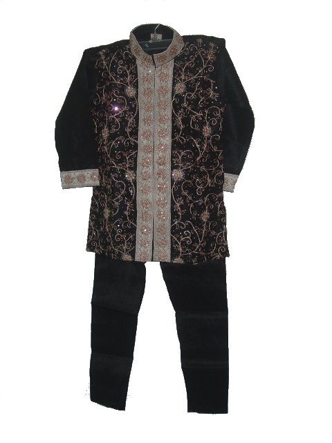 Indian Kurta Pajama Black Wedding Kurta Pajama Sherwani for Kids