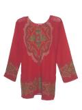 Tell me more about Red printed georgette kurti / tunic from India (KR10015)