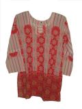 Tell me more about Cream & red printed georgette Indian kurti/tunic (KR10037)