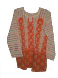 Tell me more about Cream & orange Indian Kurti / tunic in georgette (KR10038)
