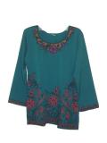 Tell me more about Printed Indian kurti/tunic/top in blue crepe (KR15061)