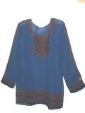 Tell me more about Dark blue georgette Indian kurti/top with sequin work (KR30016)