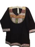 Tell me more about Black Embellished Cotton Plus Size Indian Kurti for Women