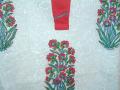 Long white cotton Indian kurti w/ block print (KRSB20001)