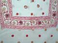 Dotted white cotton Indian kurta w/ embroidery (KRSB20004)