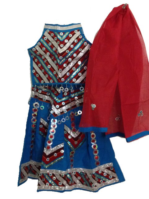 Kids Garba Outfit, Halter Neck Blouse Chaniya Choli Set Kids Garba Outfit, Halter Neck Blouse Chaniya Choli Set