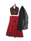Tell me more about Cotton backless red and black garba outfit (GL0675)