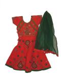 Tell me more about Traditional Indian garba lacha in orange w/ mirror work (GL0901)