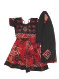 Shaded red & black gujarati style lacha with bells (GL1006)
