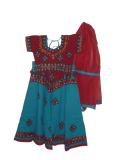 Tell me more about Red & blue gujarati style lacha with dupatta (GL1009)
