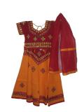 Tell me more about Cotton red & orange dandiya/garba chaniya choli (GL1011)
