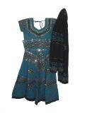 Garba outfit, blue Indian lacha w/ heavy work (GL1113)