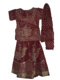 Tell me more about Maroon & gold lehenga choli with ghungroo (LC1206)