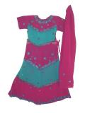 Blue & fuchsia georgette lehenga choli w/ embroidery (LC2002)