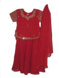 Bright red ghagra choli with mirror work (LC2106)
