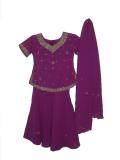 Purple ghagra choli with zari work for children (LC2108)