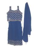 Blue lehenga choli ensemble w/ bead & sequin work (LC2504)