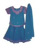 Blue ghagra choli with mirror & zari work (LC2506)