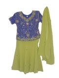 Indian blue & green lehenga choli /w stone & zari work (LC2616)