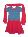 Tell me more about Blue & red crepe lehenga choli /w mirror & stone work (LC2621)