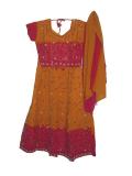 Orange & pink ghagra choli w/ exquisite zari work (LC2702)