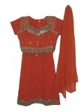 Dark orange lehanga choli w/ stone & sequin work (LC2804)