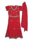 Tell me more about Red lehenga choli w/ bead & zari work (LC2808)